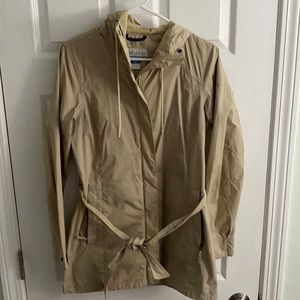 Cream slim fit Columbia rain jacket